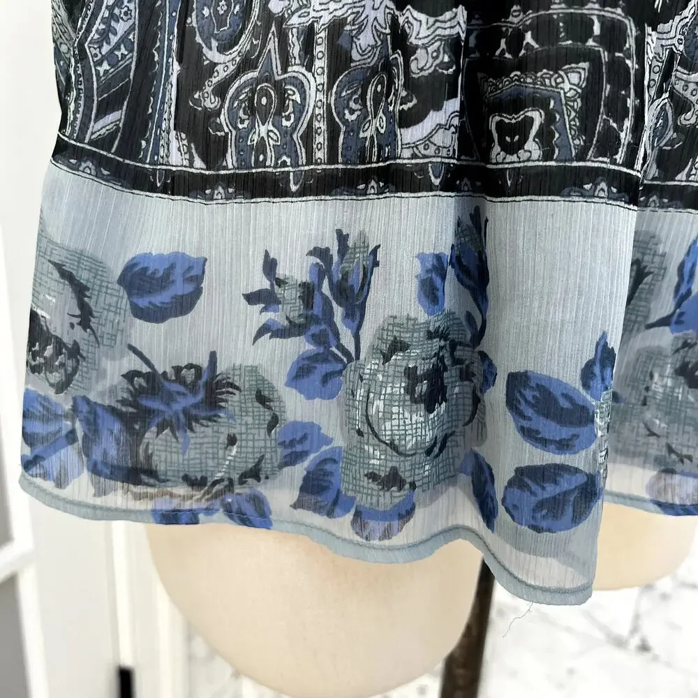 Free People Stretchy Paisley Sleeveless Floral Smocked Boho XS